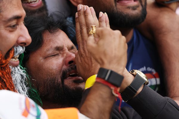 Nitish Kumar Reddy's father Mutalya Reddy crying after watching his son hit his maiden Test century at the MCG.